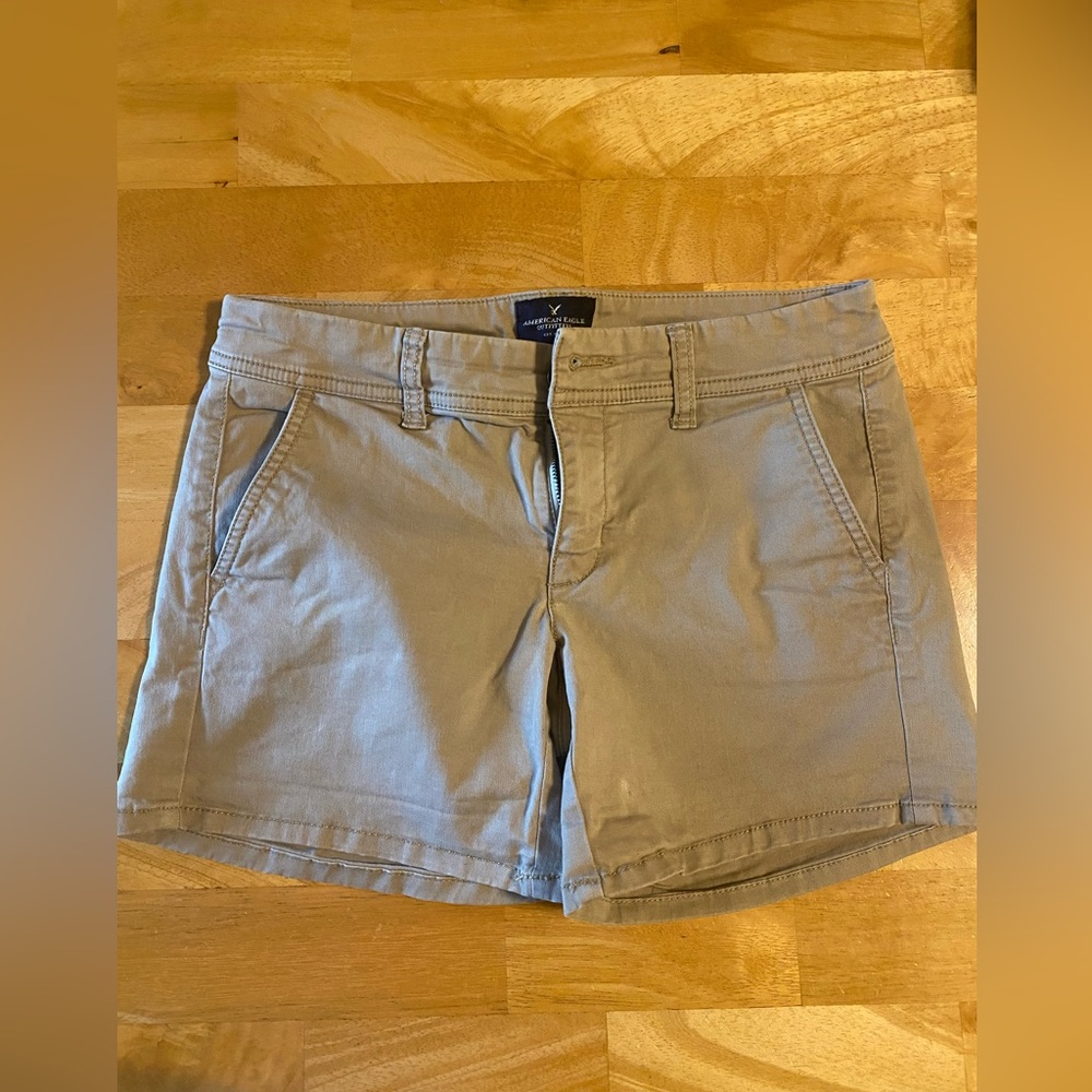 American Eagle Outfitters Khaki Midi Shorts.